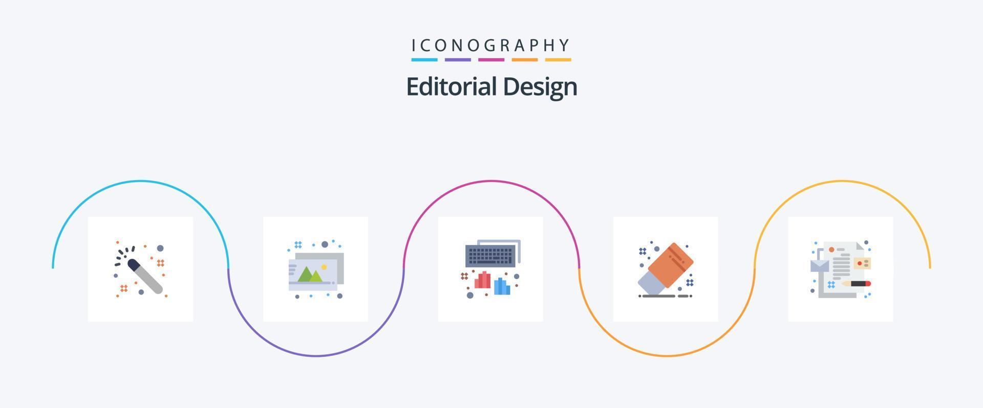 redaktionell design platt 5 ikon packa Inklusive . design. programmering. företags. kontor vektor