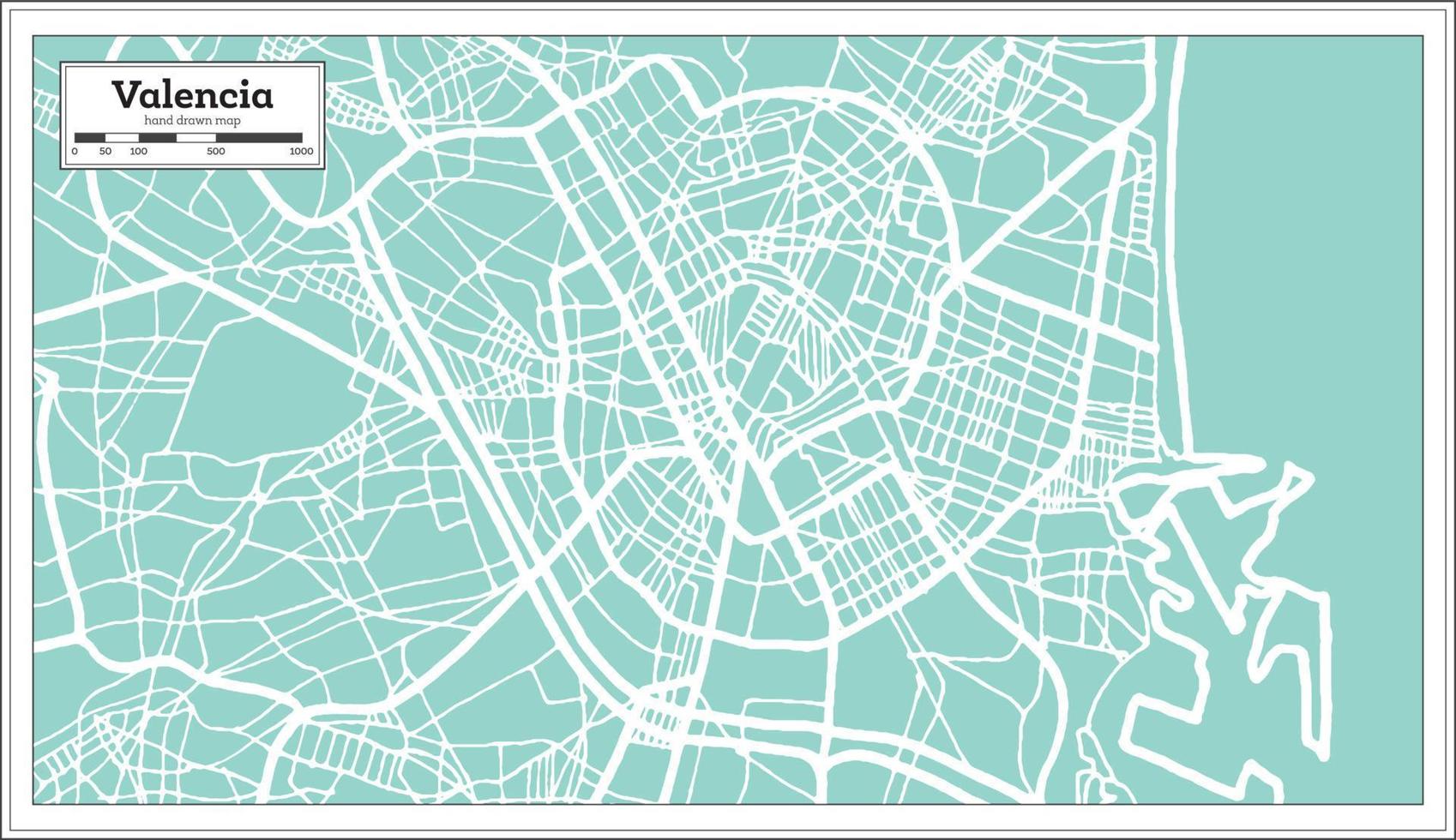 Valencia Spanien Stadtplan im Retro-Stil. Übersichtskarte. vektor