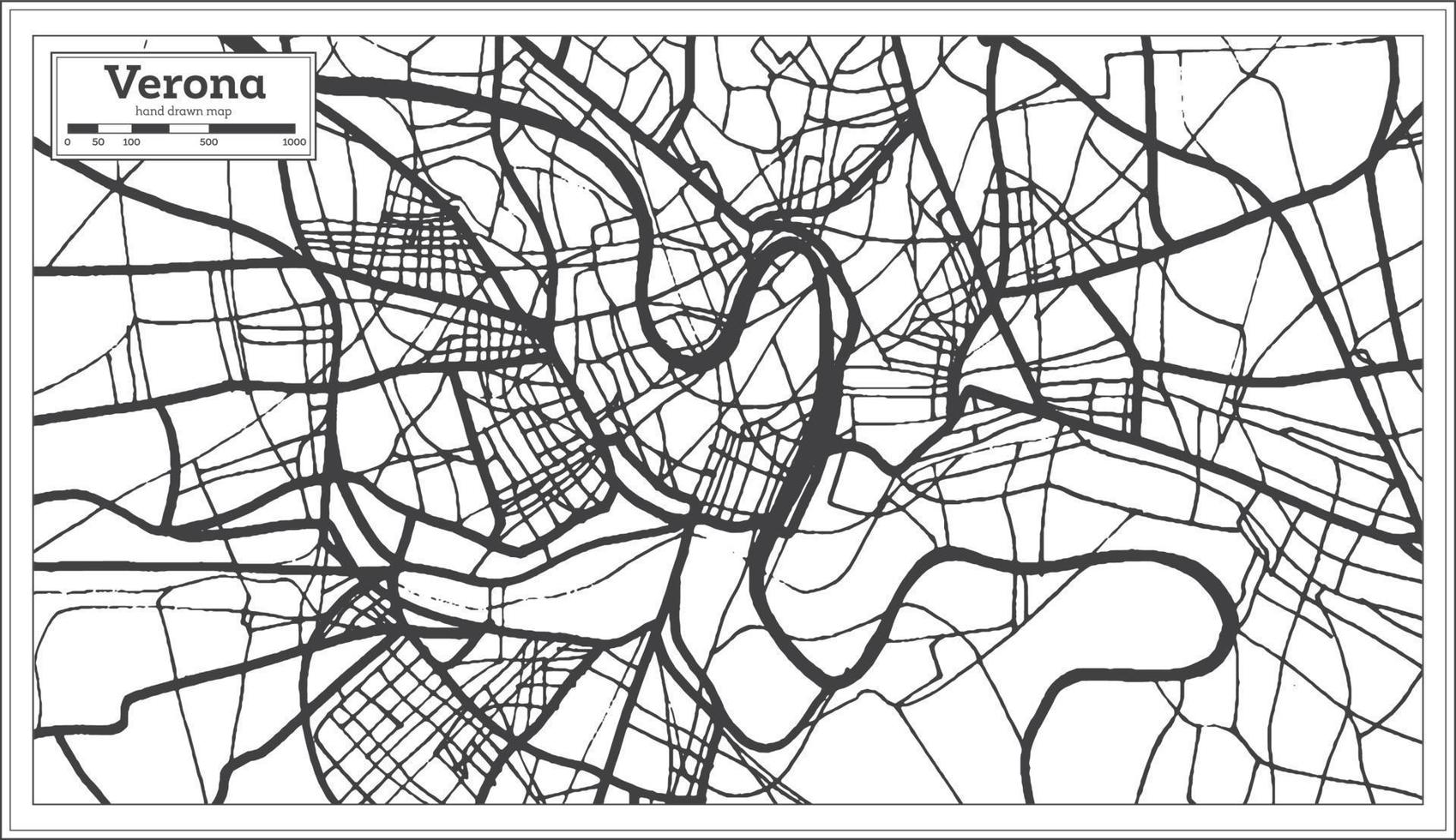 verona italien stadtplan im retro-stil. Übersichtskarte. vektor