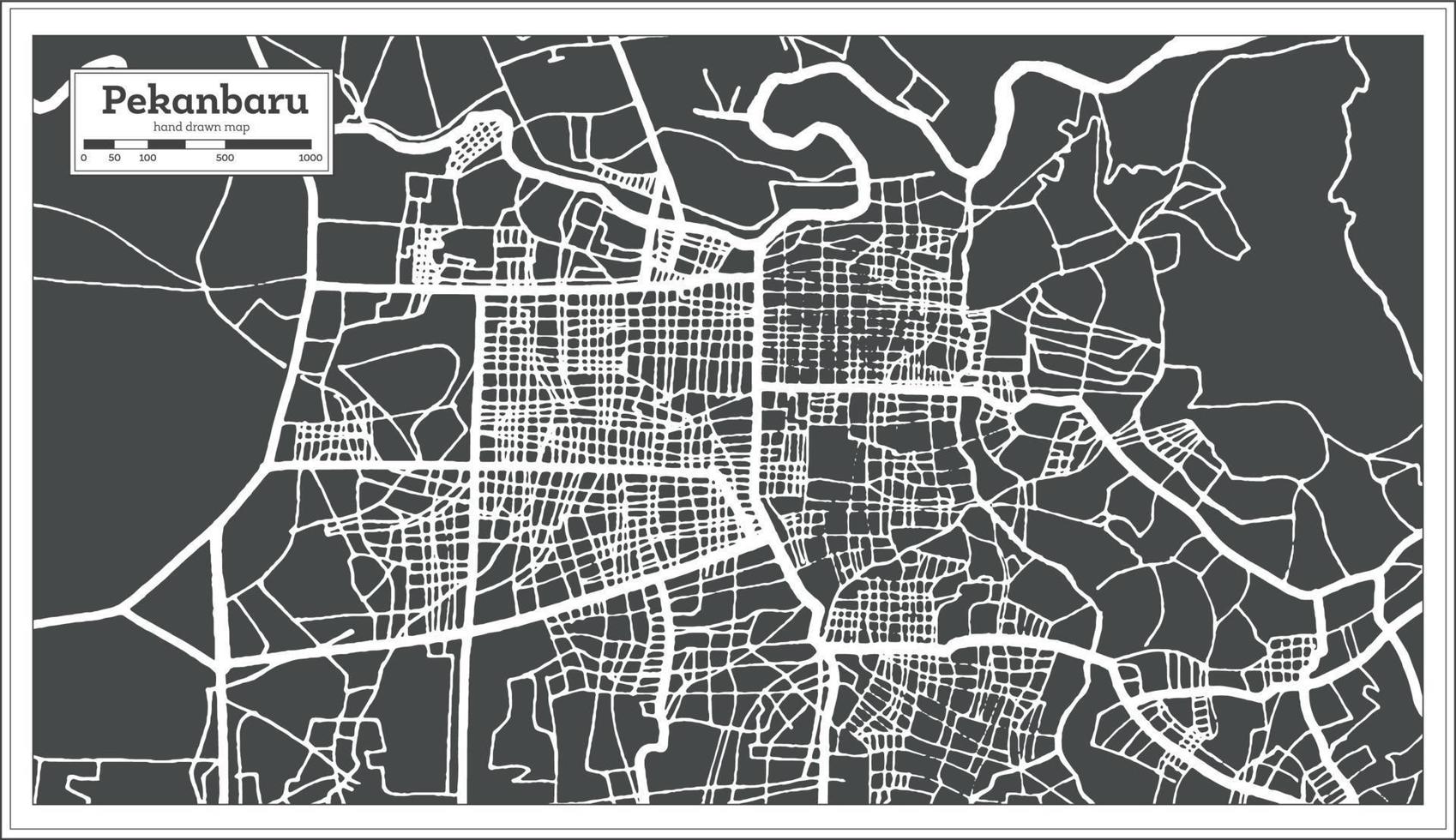 pekanbaru indonesien stad Karta i retro stil. översikt Karta. vektor