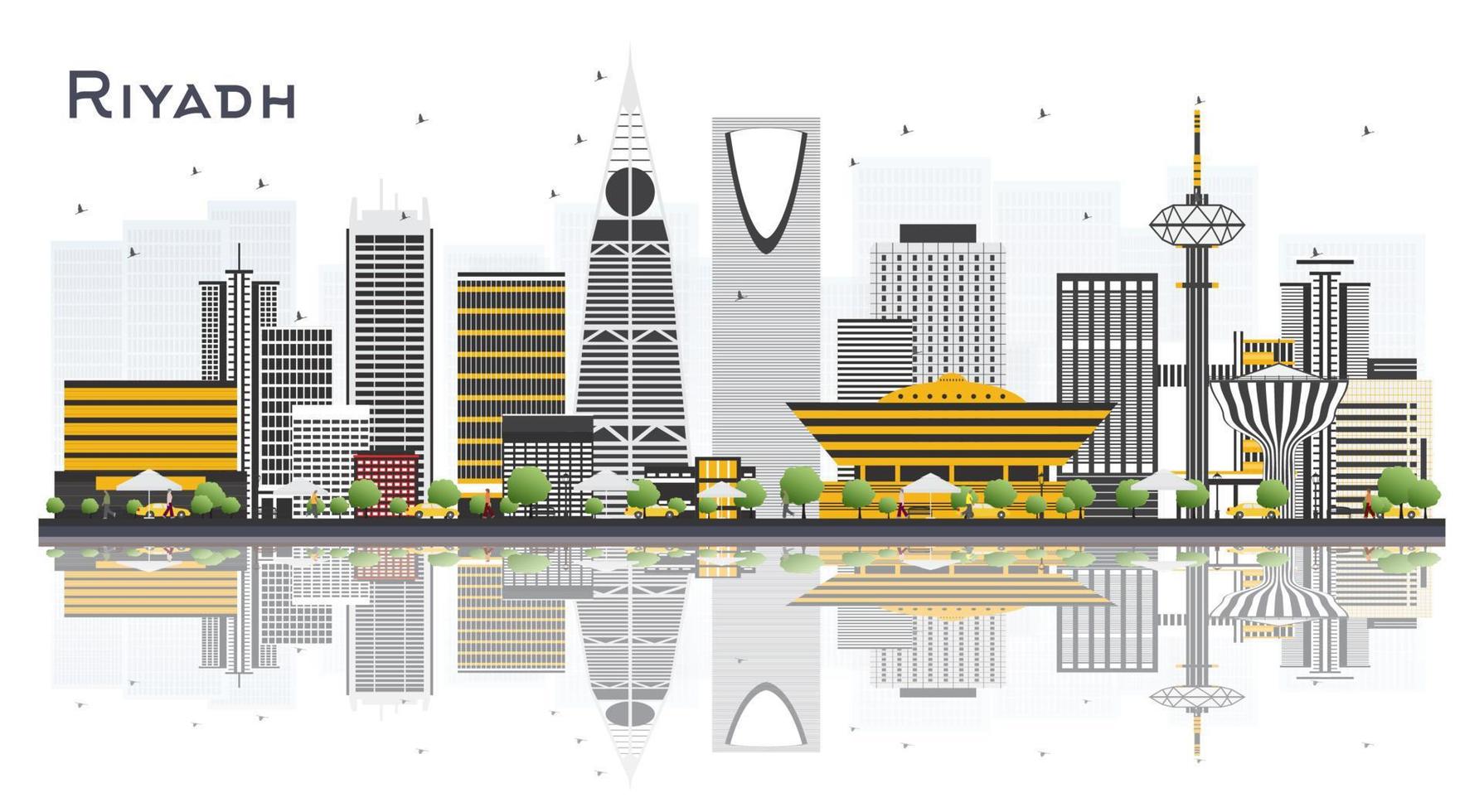 Riad Saudi-Arabien Skyline der Stadt mit grauen Gebäuden isoliert auf weißem Hintergrund. vektor