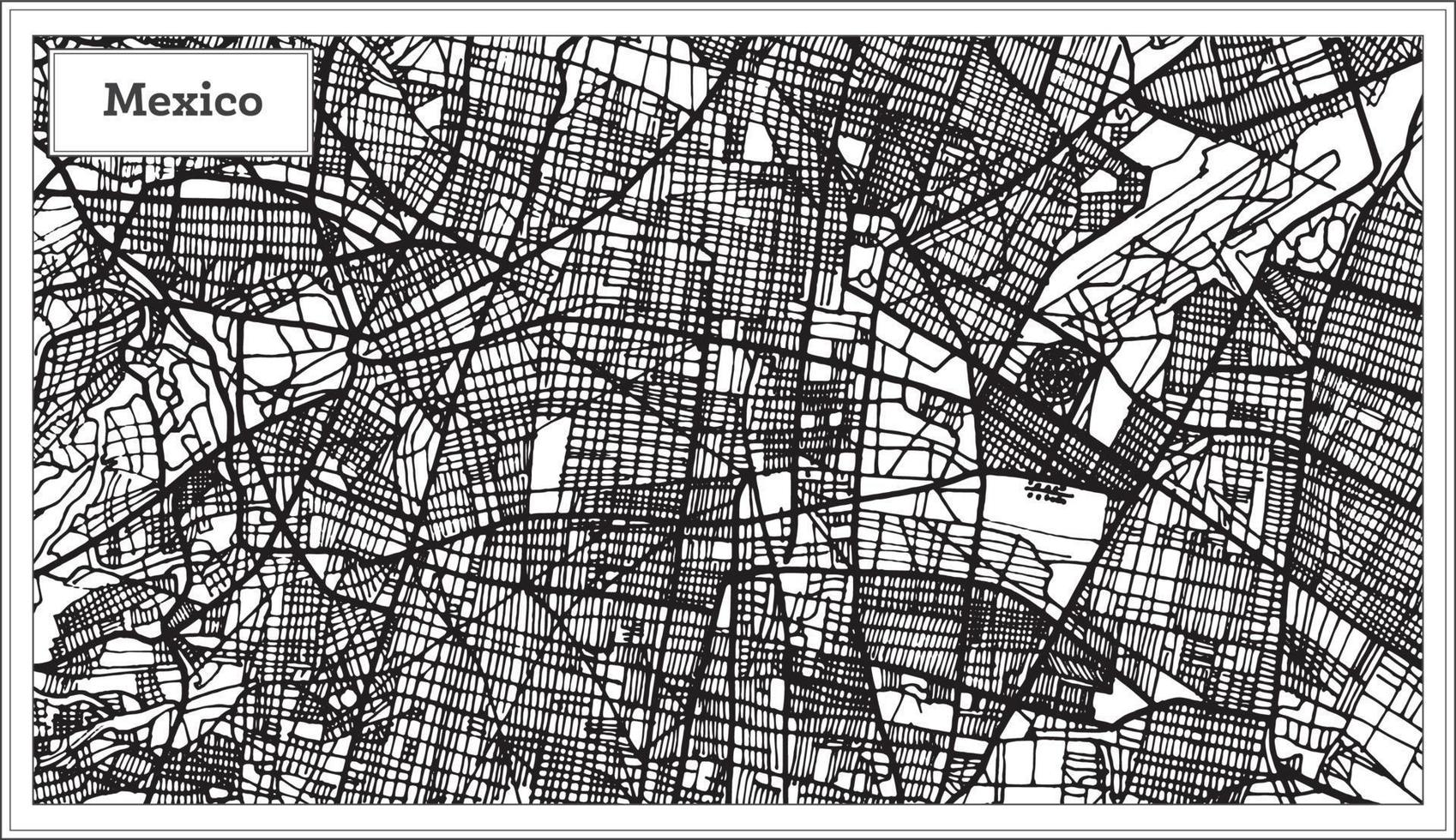 mexikanischer stadtplan in schwarz-weißer farbe. vektor