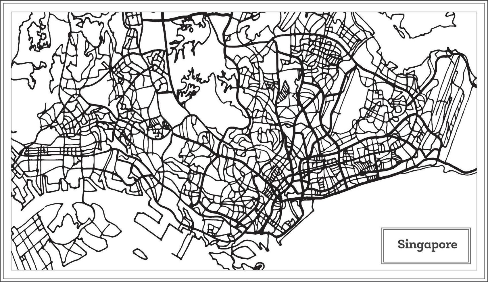 singapore stad Karta i svart och vit Färg. vektor