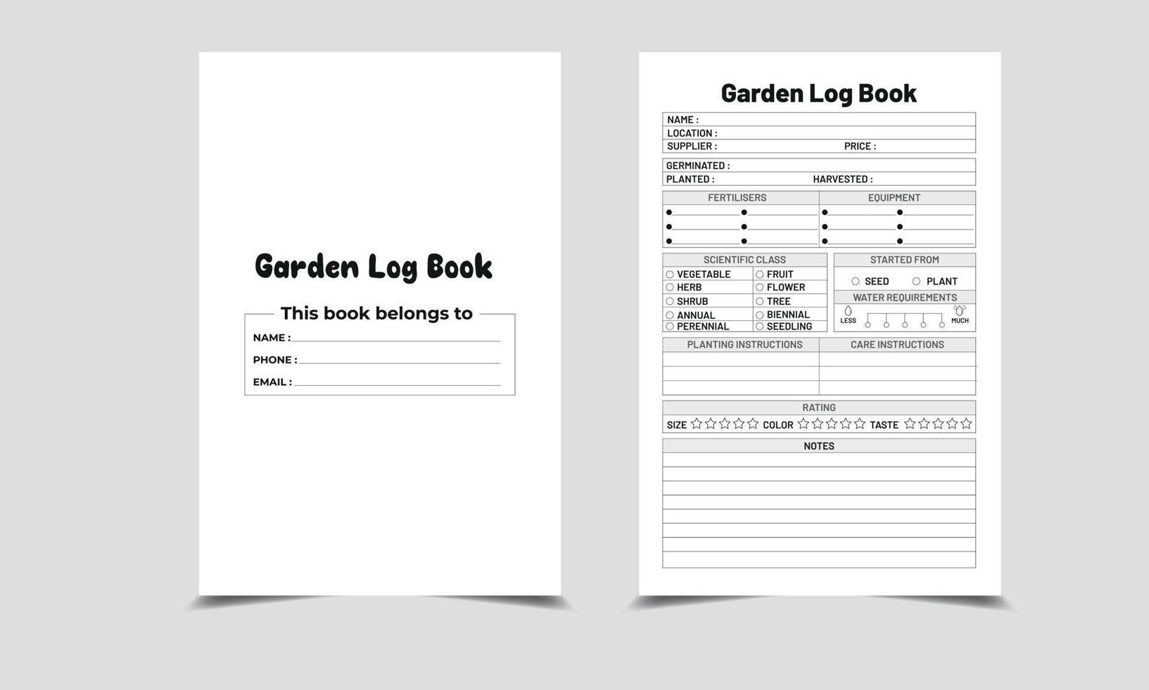trädgård logga bok trädgård tidning och växt växande tracker anteckningsbok vektor