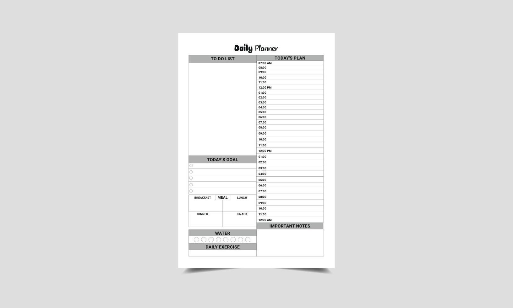 dagligen planerare dagligen planerare tryckbar mall, liv planerare, varje vecka och dagar arrangörer eller kontor schema lista. grafisk organisation papper vektor uppsättning