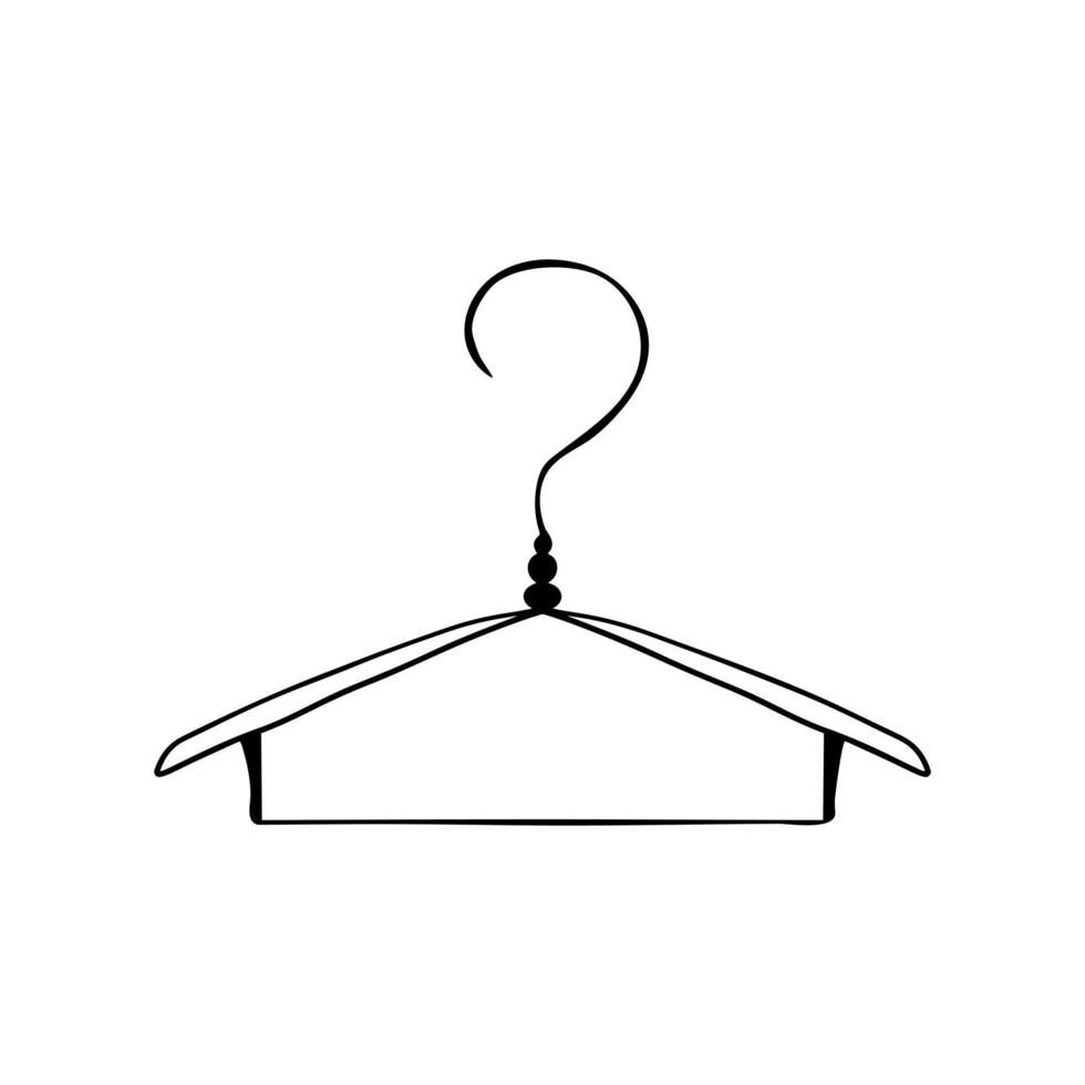 handgezeichneter Doodle-Aufhänger. Verkauf Shopping Clipart - Aufhänger für Garderobe, Kleiderservice, Ankleideraum, Garderobe, Wäschesymbol. isoliert auf weißem Hintergrund. vektor