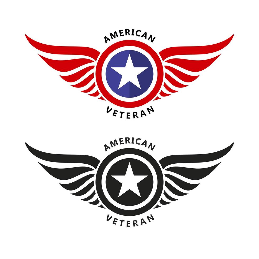 satz flügelabzeichen mit sternen der vereinigten staaten. Designvorlage für das Logo des Luftfahrtetiketts. US-Militärveteranen-Vektorillustration vektor