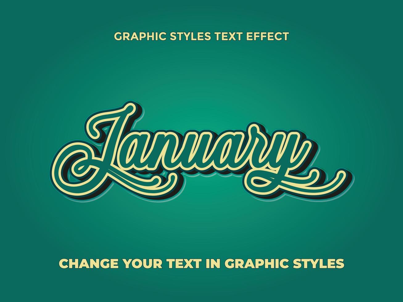 januar bearbeitbarer texteffekt mit grünem farbverlauf vektor