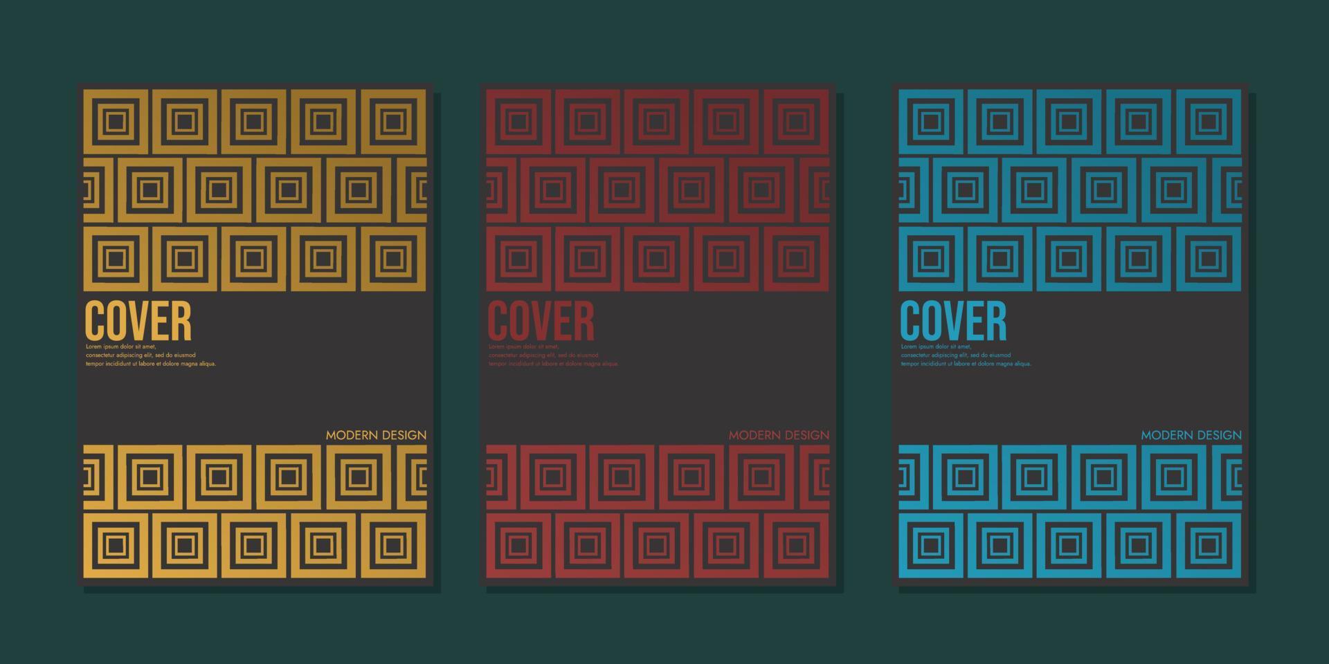 Vektor-Set von Cover-Design-Vorlagen mit minimalen geometrischen Mustern, modernem Farbverlauf. Broschürenvorlagenlayout, blaues Coverdesign, Geschäftsbericht, Flyer, Magazin vektor
