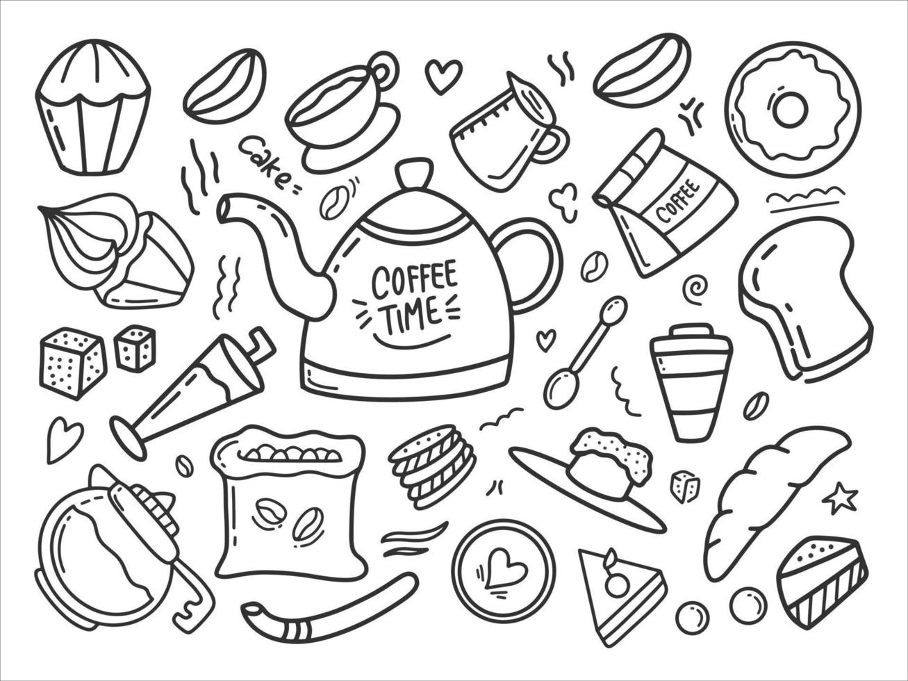 Kaffee-Thema-Doodle vektor