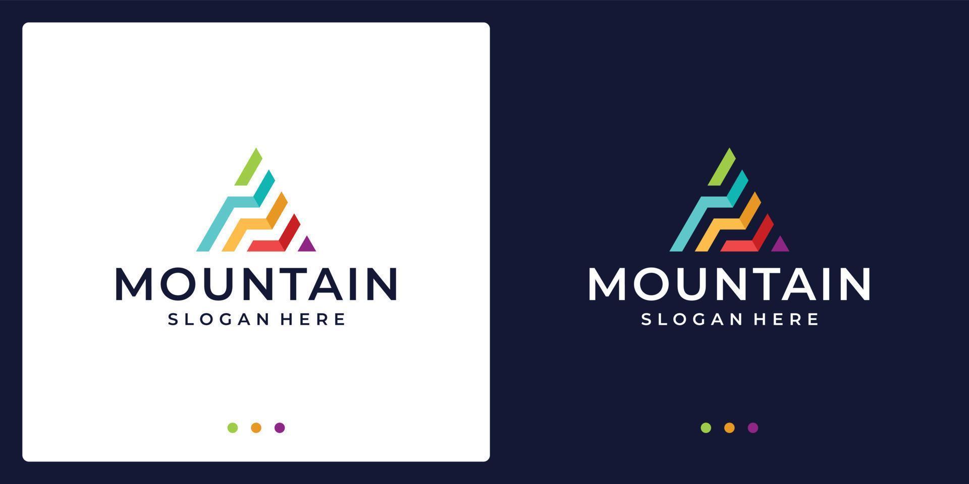 kreativ berg logotyp med linje. symbol för modern marknadsföring, analytisk. premie vektor