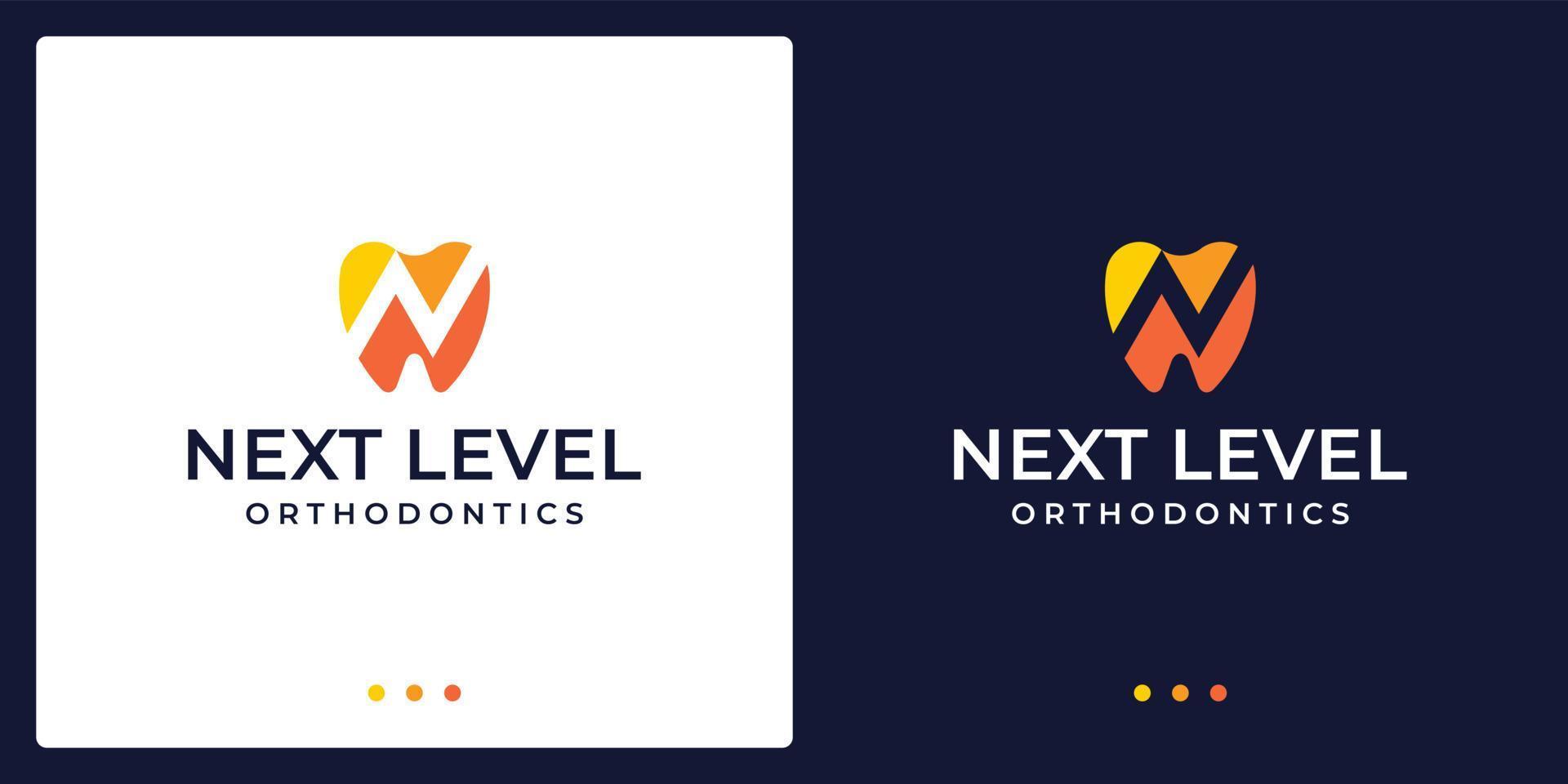 abstrakt kreativ dental logotyp med investering analyser. vektor premie.