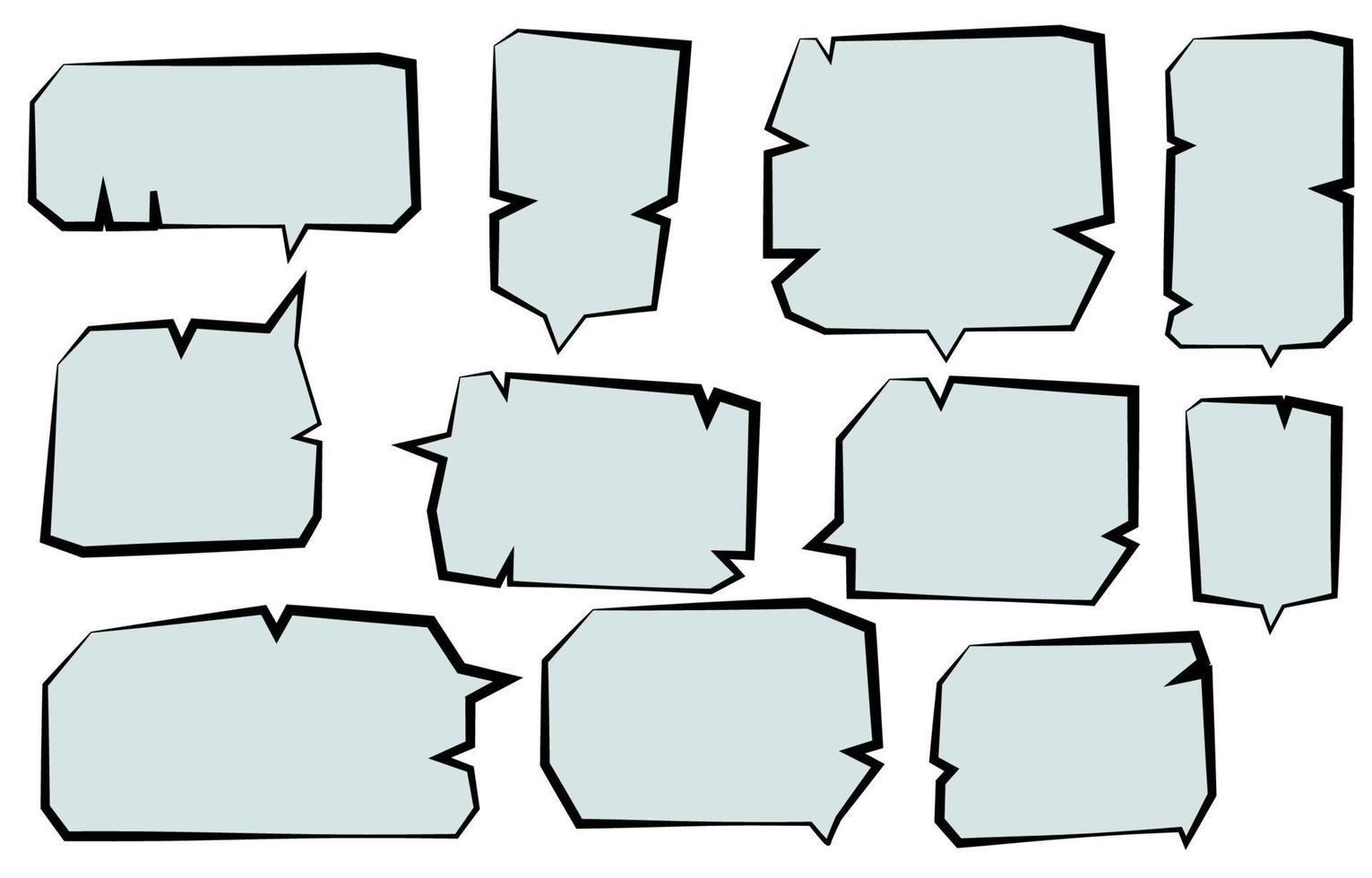 Legen Sie Sprechblasen auf weißem Hintergrund fest. Chat-Box oder Chat-Vektorquadrat und Doodle-Nachricht oder Kommunikationssymbolwolke, die für Comics und minimalen Nachrichtendialog spricht vektor