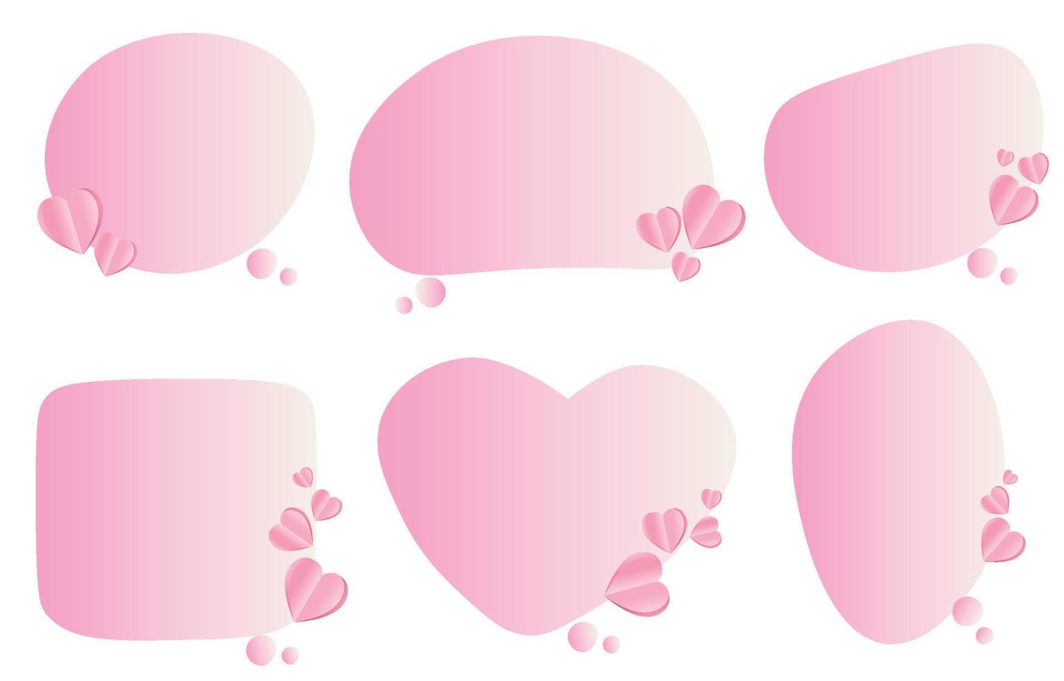 uppsättning valentine Tal bubblor på vit bakgrund. dekorerad med hjärtan. chatt vektor fyrkant och klotter meddelande eller kommunikation ikon moln tala för serier och minimal meddelande dialog