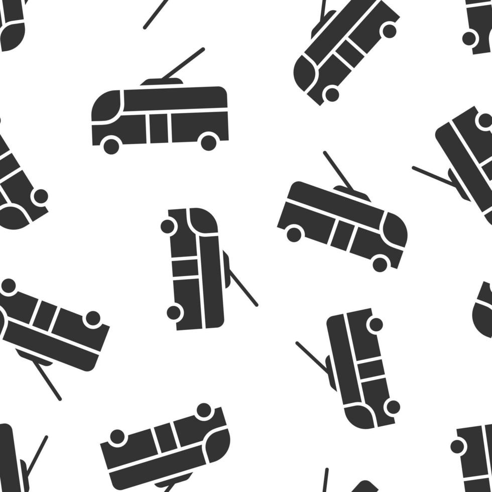 Trolleybus-Symbol im flachen Stil. Oberleitungsbus-Vektorillustration auf weißem lokalisiertem Hintergrund. autobus fahrzeug nahtloses muster geschäftskonzept. vektor