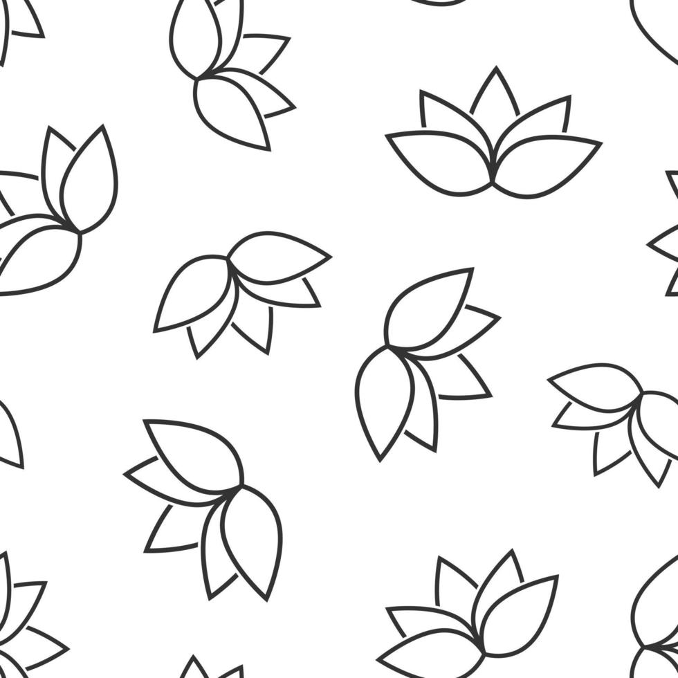 Lotus-Symbol im flachen Stil. Blumenblatt-Vektorillustration auf weißem getrenntem Hintergrund. Geschäftskonzept des nahtlosen Musters der Blütenpflanze. vektor