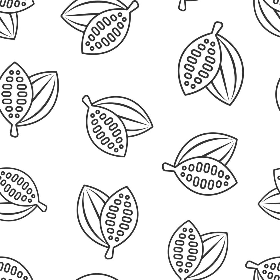 kakao böna ikon i platt stil. choklad grädde vektor illustration på vit isolerat bakgrund. nöt växt sömlös mönster företag begrepp.