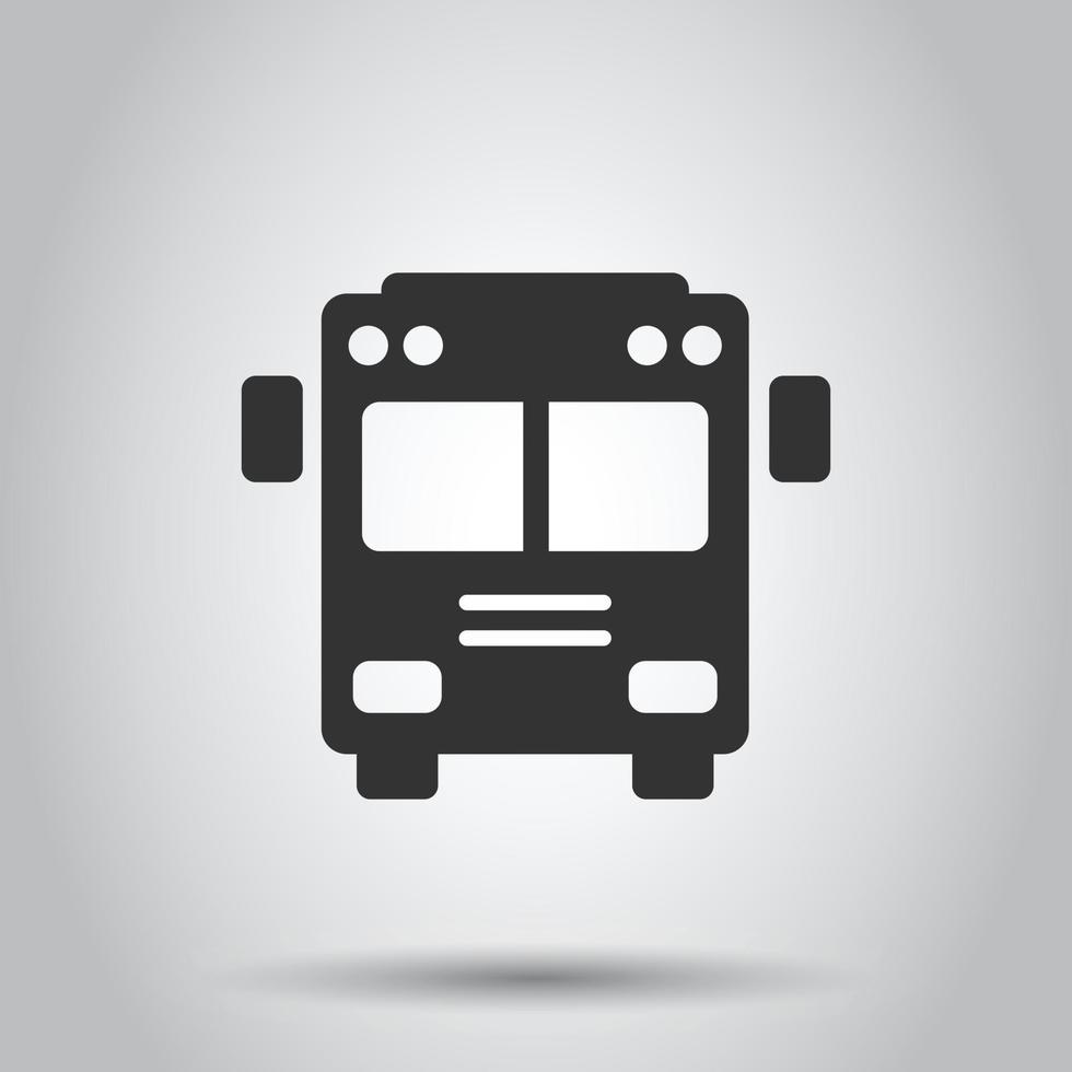 buss ikon i platt stil. tränare bil vektor illustration på vit isolerat bakgrund. autobus företag begrepp.