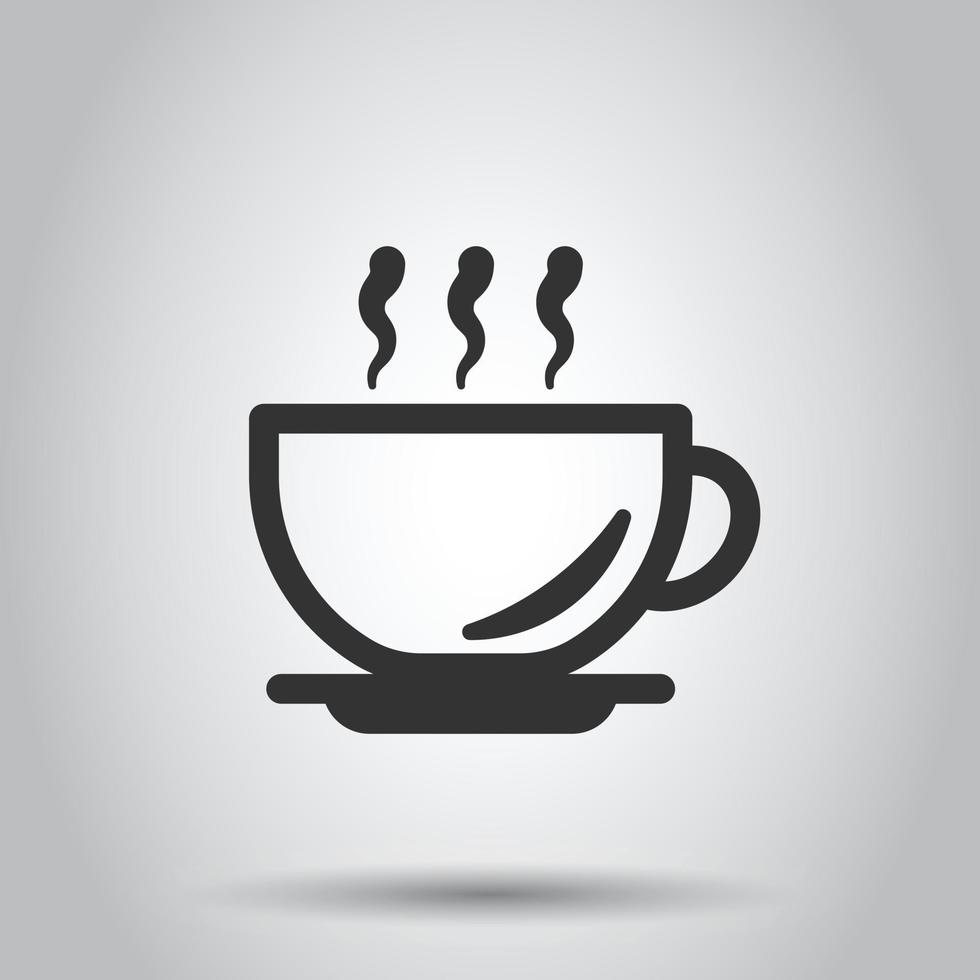 kaffe kopp ikon i platt stil. varm te vektor illustration på vit isolerat bakgrund. dryck råna företag begrepp.