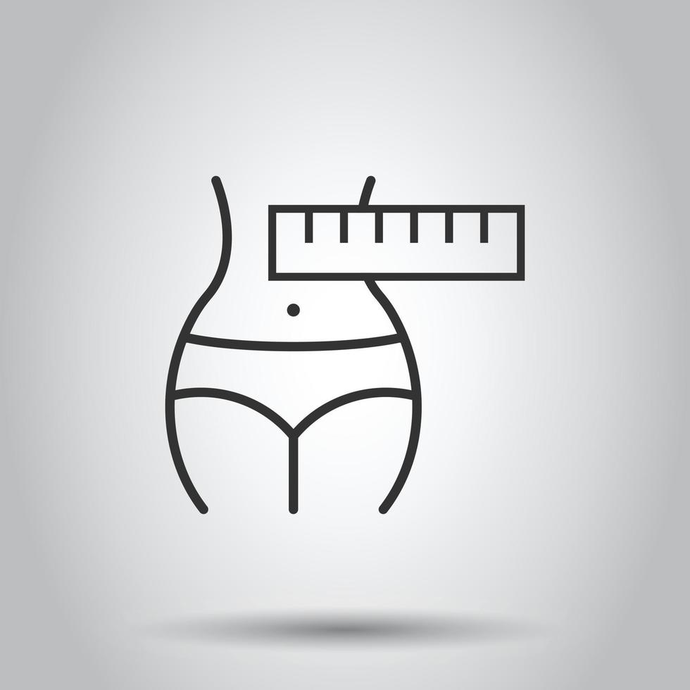 Gewichtsverlust-Symbol im flachen Stil. Bauch-Vektor-Illustration auf weißem Hintergrund isoliert. Geschäftskonzept für sportliche Taille. vektor