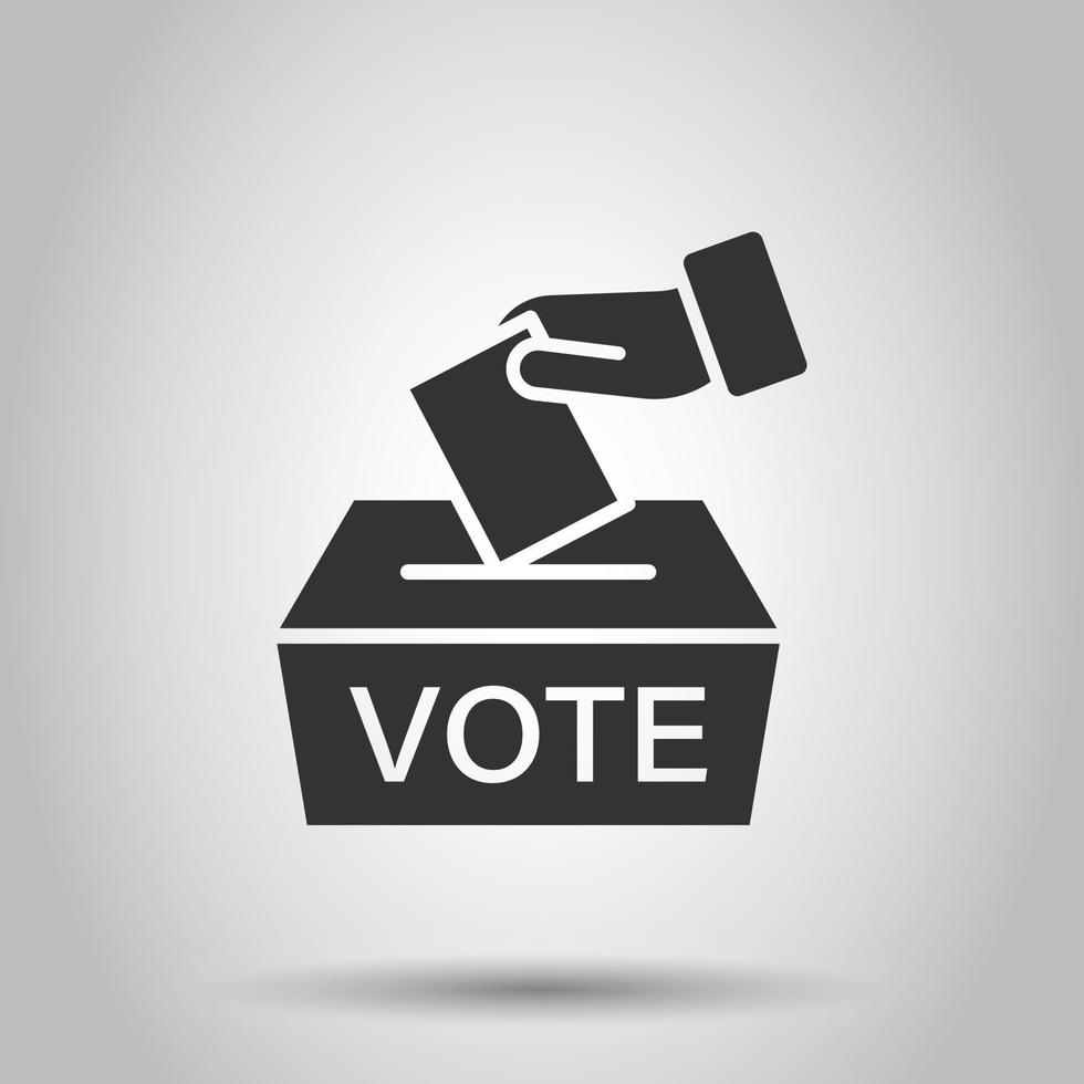 Abstimmungssymbol im flachen Stil. Wahlurne-Vektor-Illustration auf weißem Hintergrund isoliert. Wahl Geschäftskonzept. vektor