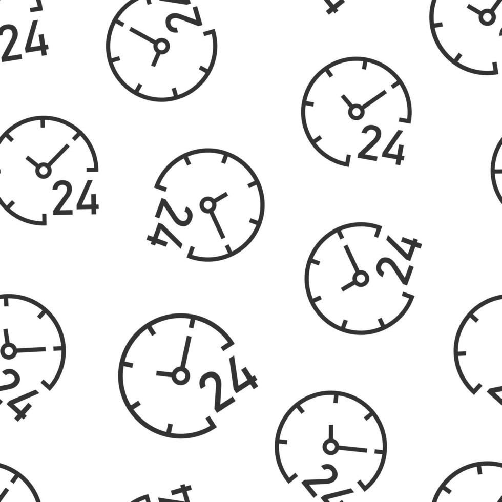Uhr 24 7 Symbol im flachen Stil. Uhr-Vektor-Illustration auf weißem Hintergrund isoliert. Timer Musterdesign Geschäftskonzept. vektor