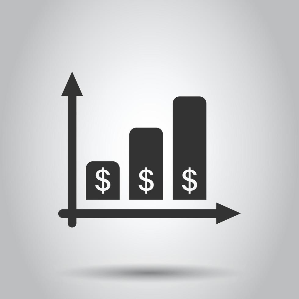 Geldwachstumssymbol im flachen Stil. Pfeil-Fortschrittsvektorillustration auf weißem, isoliertem Hintergrund. Karriere-Business-Konzept. vektor