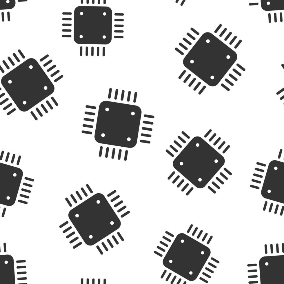 Computer-CPU-Symbol im flachen Stil. Leiterplatten-Vektorillustration auf weißem, isoliertem Hintergrund. Geschäftskonzept des Motherboard-Chips mit nahtlosem Muster. vektor