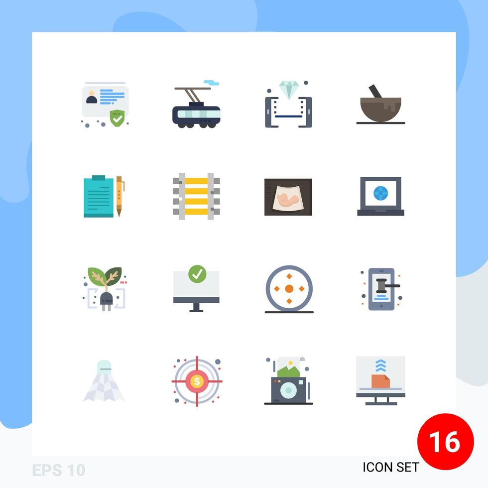 uppsättning av 16 modern ui ikoner symboler tecken för dokumentera mat mobil skål smartphone redigerbar packa av kreativ vektor design element