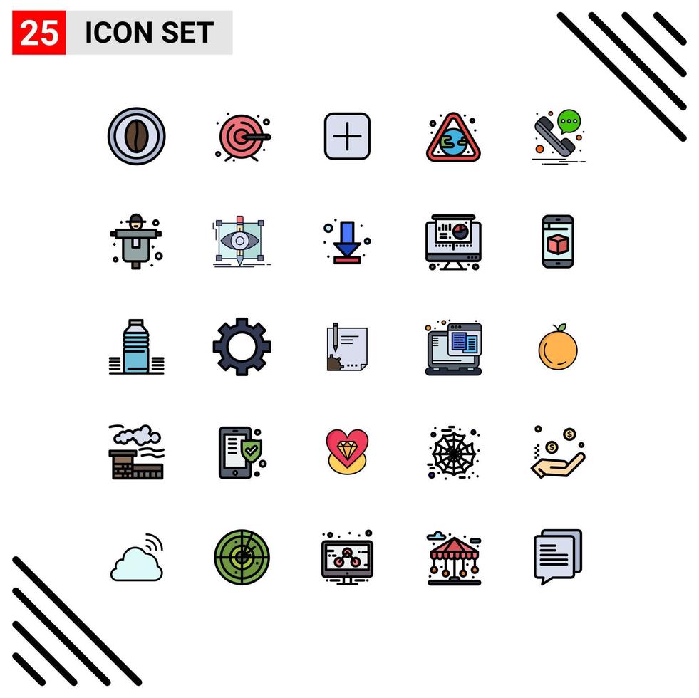 Stock Vector Icon Pack mit 25 Zeilenzeichen und Symbolen für Telefonabfälle Instagram Umweltverschmutzung Erde editierbare Vektordesign-Elemente
