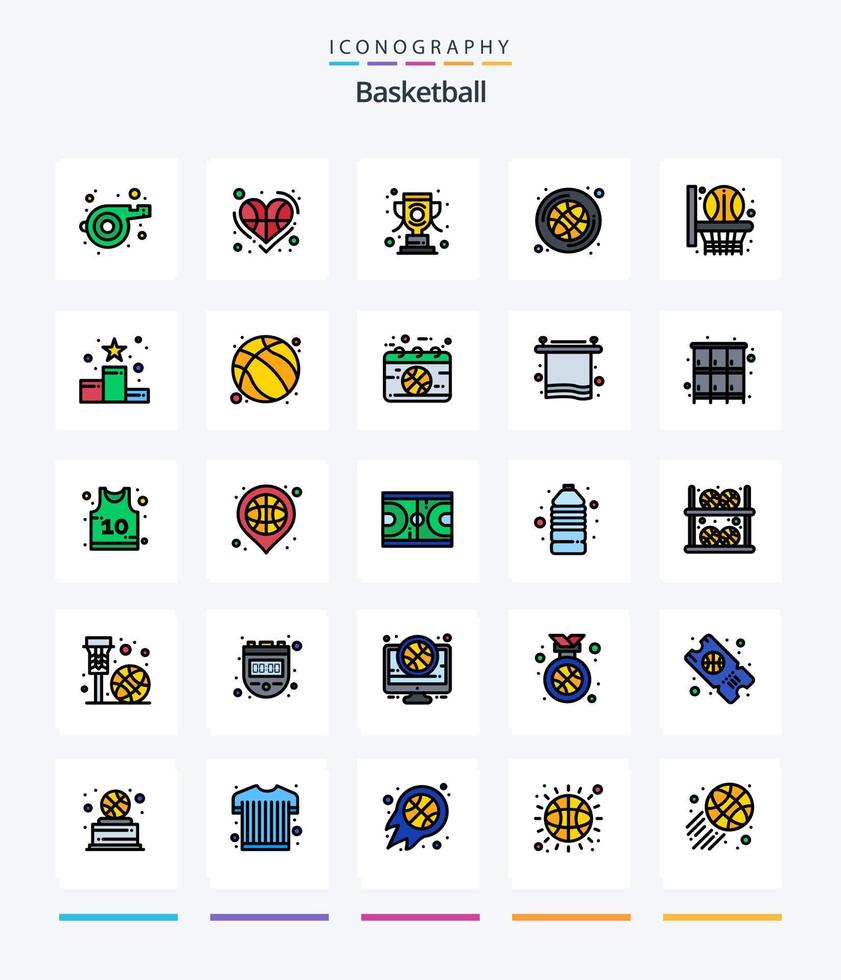 kreatives Basketball-Icon-Pack mit 25 Linien wie Netz. Spiel. Sport. Sport. Ball vektor