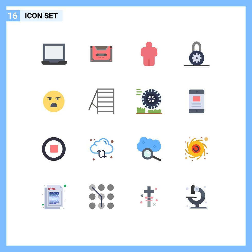 16 universell platt färger uppsättning för webb och mobil tillämpningar känsla känsla man emoji låsa redigerbar packa av kreativ vektor design element