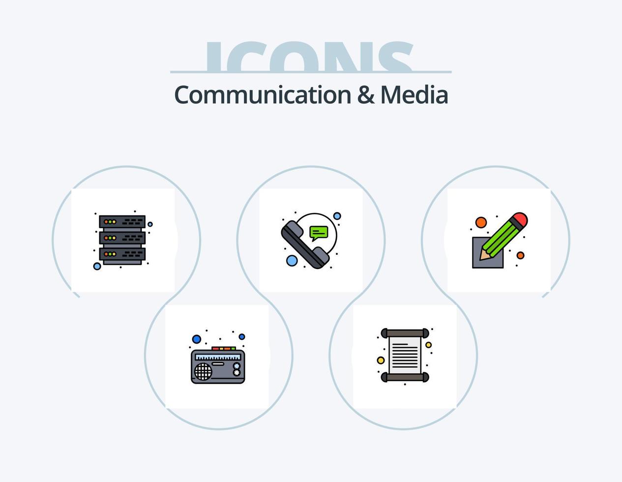 kommunikation och media linje fylld ikon packa 5 ikon design. internet. konversation. audio. kommunikation. bubbla vektor