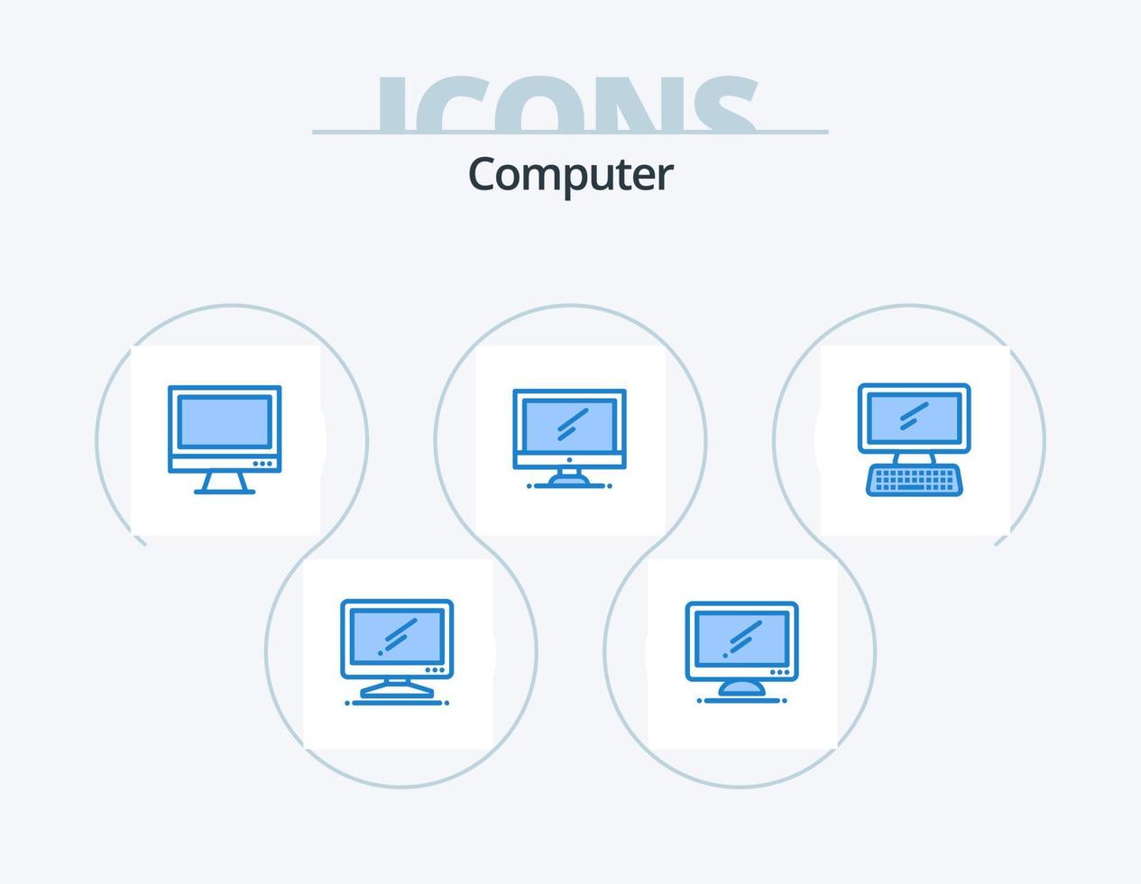 Computer blau Icon Pack 5 Icon Design. . Klaviatur. vektor