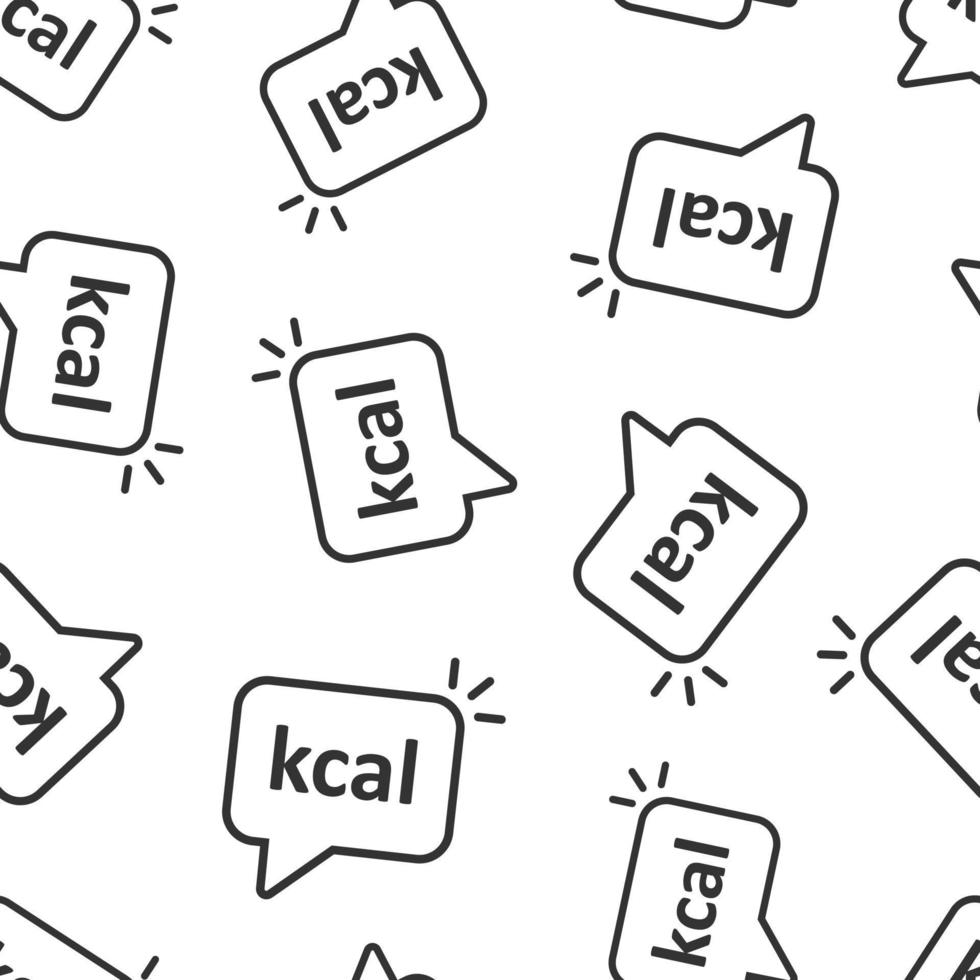 kcal ikon i platt stil. diet vektor illustration på vit isolerat bakgrund. kalorier sömlös mönster företag begrepp.