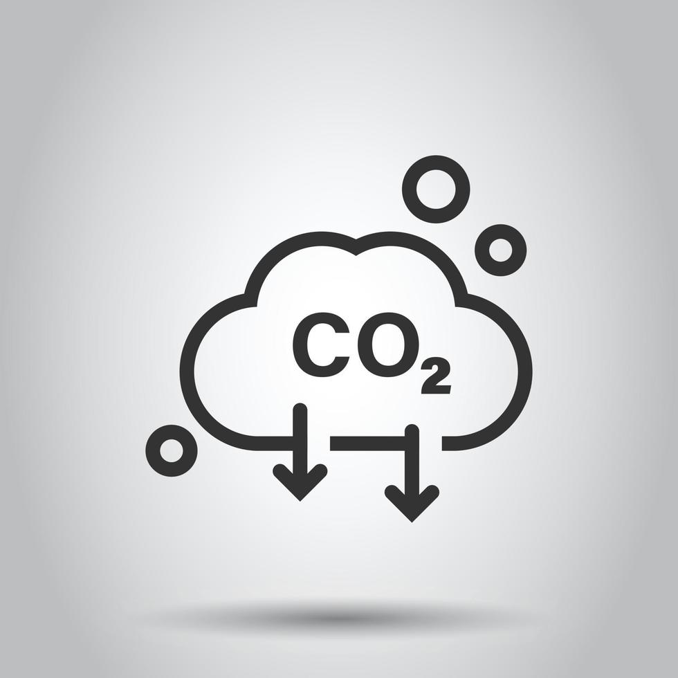 Co2-Symbol im flachen Stil. Abbildung des Emissionsvektors auf weißem, isoliertem Hintergrund. Geschäftskonzept zur Gasreduzierung. vektor