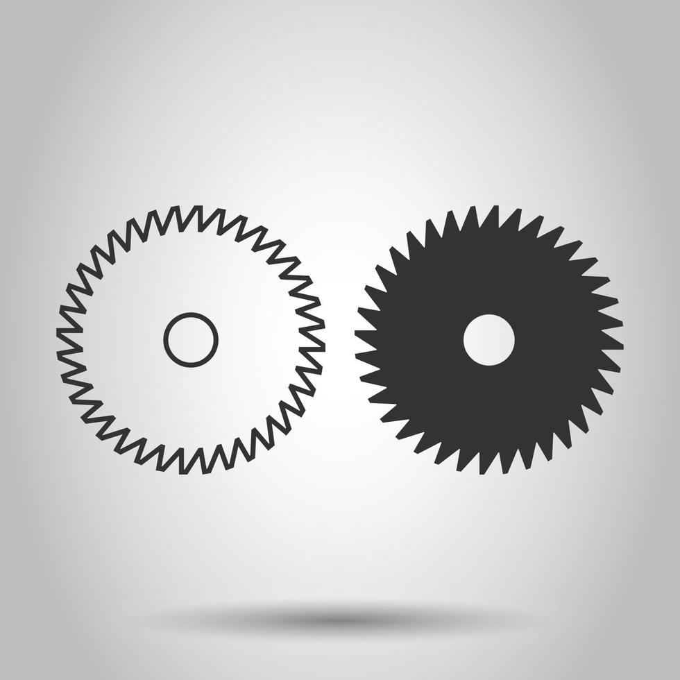 Sägeblatt-Symbol im flachen Stil. kreisförmige Maschinenvektorillustration auf weißem, isoliertem Hintergrund. Drehscheiben-Geschäftskonzept. vektor