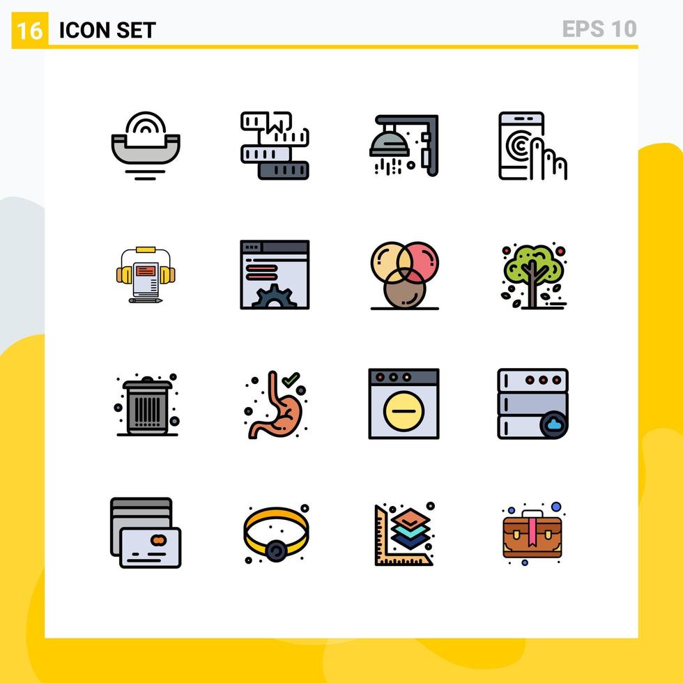 universell ikon symboler grupp av 16 modern platt Färg fylld rader av smartphone Kontakt inlärning klick dusch redigerbar kreativ vektor design element