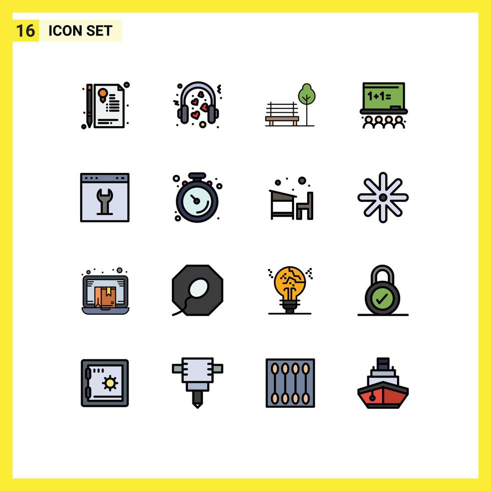 universell ikon symboler grupp av 16 modern platt Färg fylld rader av browser styrelse bröllop konst styrelse hotell redigerbar kreativ vektor design element