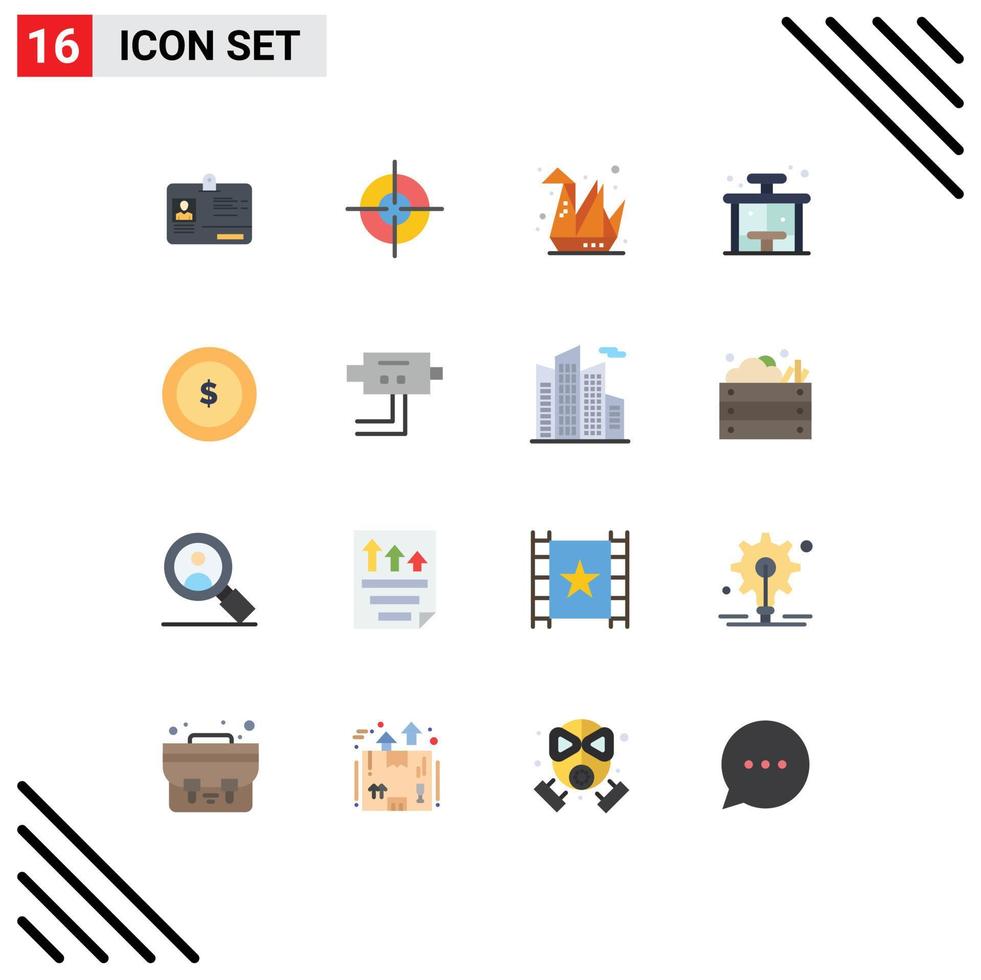 universelle Symbolsymbole Gruppe von 16 modernen flachen Farben von Finanzmünzen-Hobbys beenden das Leben editierbares Paket kreativer Vektordesign-Elemente vektor