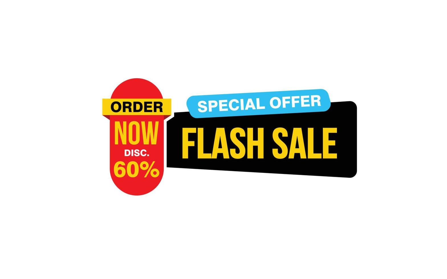 60-prozentiges Flash-Verkaufsangebot, Ausverkauf, Werbebanner-Layout mit Aufkleberstil. vektor