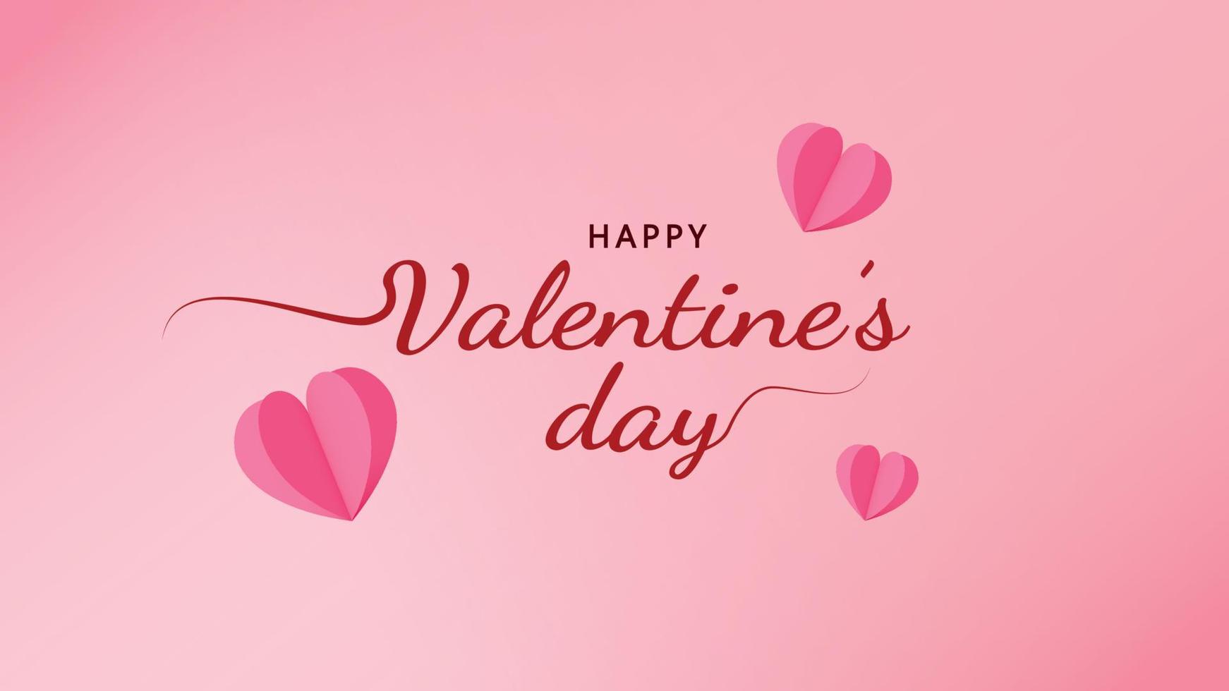 süßes Herz Vektor Happy Valentinstag abstrakte Kunst mit rosa Hintergrund Banner mit Papierschnitt-Design