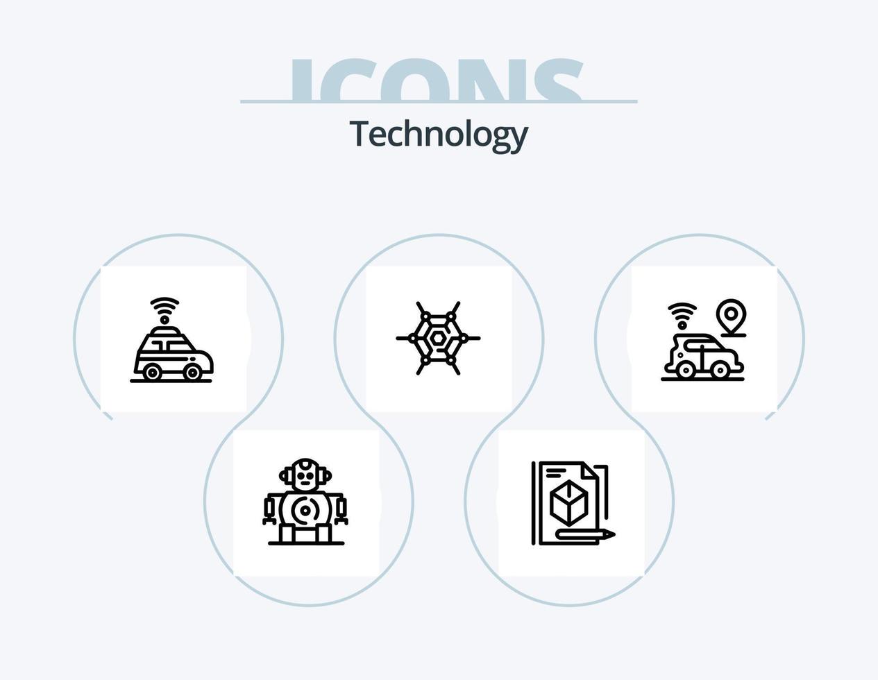 teknologi linje ikon packa 5 ikon design. energi. ekologi. kamera. bil. växt vektor