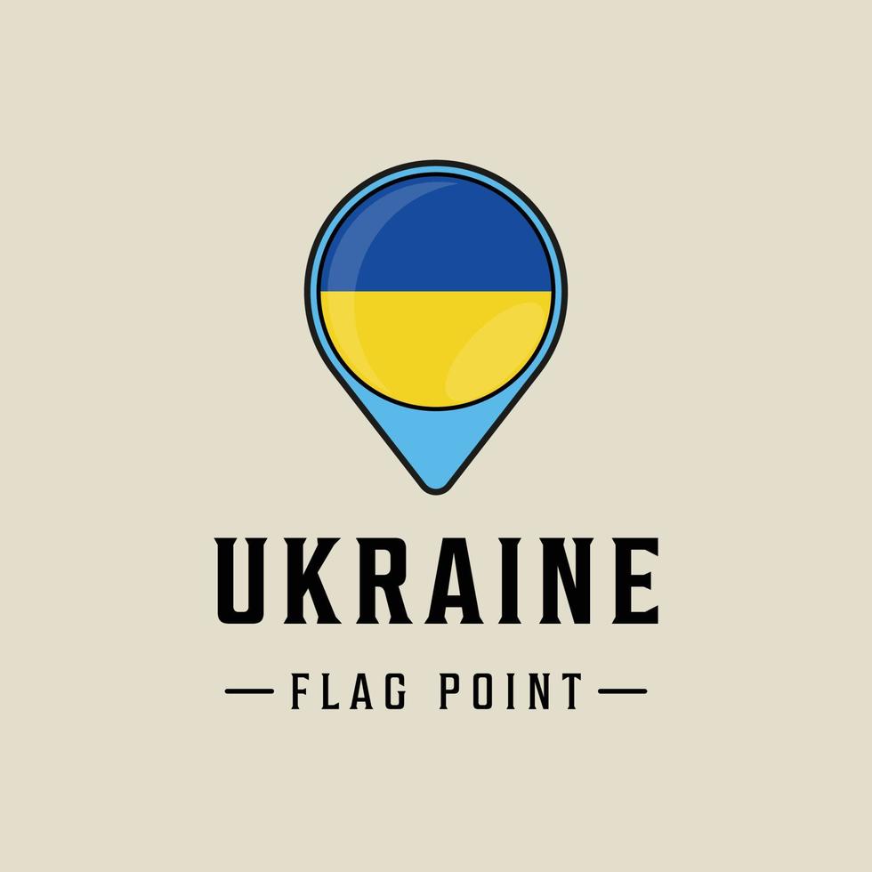 Fahnenpunkt Ukraine Logo Vektor Illustration Vorlage Symbol Grafikdesign. Karten Standort Länderzeichen oder Symbol