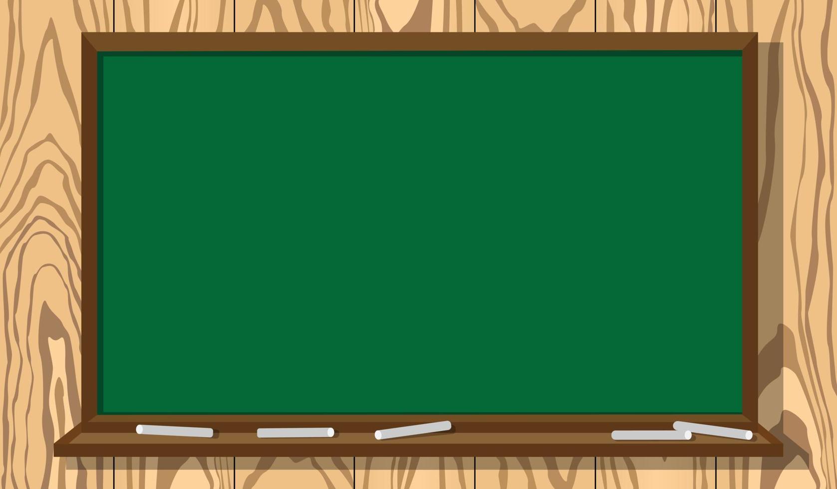 Klassenzimmertafel und Kreidevektor auf hellem Holzblechwandhintergrund. tafel für kopierraum. Vektorillustration der Klassenzimmerelemente vektor