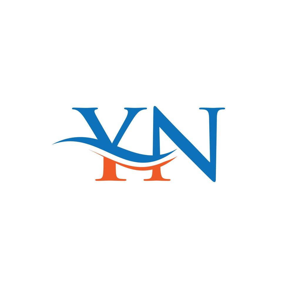 anfänglicher yn-buchstabe verknüpfte logo-vektorvorlage. Swoosh-Buchstabe Yn-Logo-Design. yn-Logo-Design-Vektor vektor