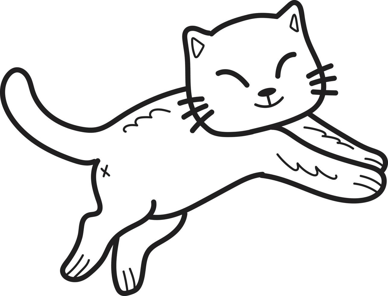 hand gezeichnete springende katzenillustration im gekritzelstil vektor