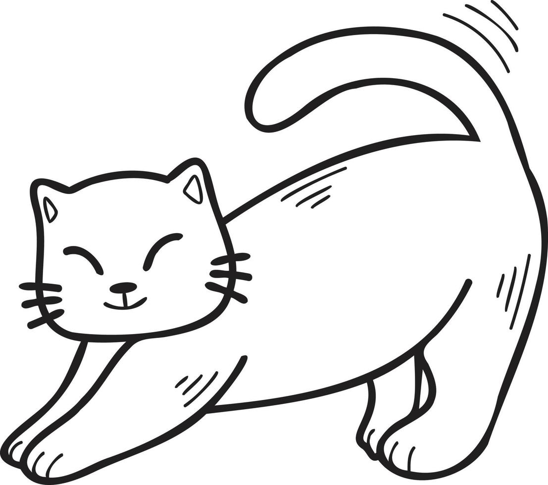 hand gezeichnete katze, die illustration im gekritzelstil ausdehnt vektor
