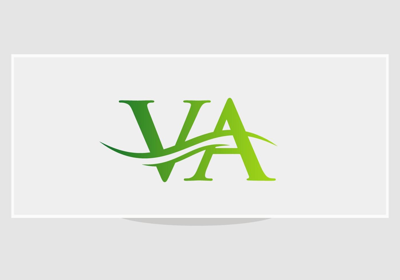 va logotyp design. premie brev va logotyp design med vatten Vinka begrepp vektor