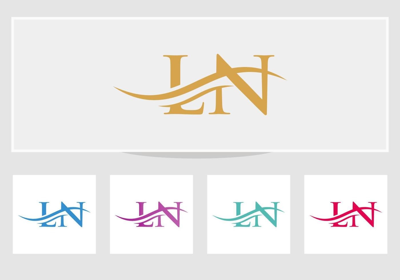 ln logotyp design. premie brev ln logotyp design med vatten Vinka begrepp vektor